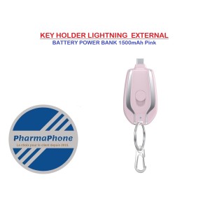 KEY HOLDER LIGHTNING  EXTERNAL BATTERY POWER BANK 1500mAh Pink martinique guadeloupe guyane