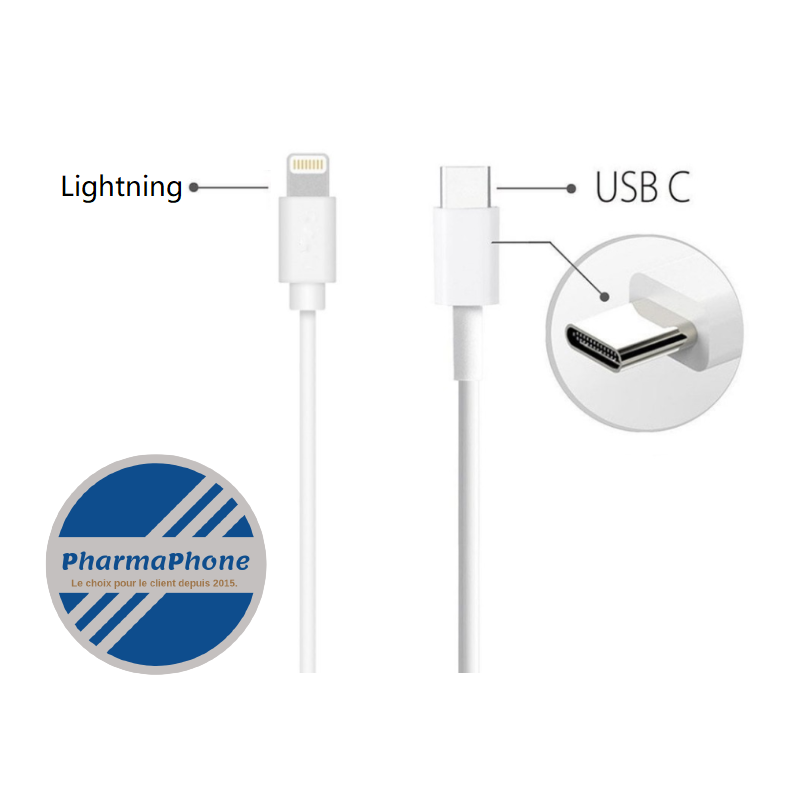 CABLE USB-C (Mâle) vers cable Lightning (mâle) - EMPLACEMENT: Z02-B10-E02
