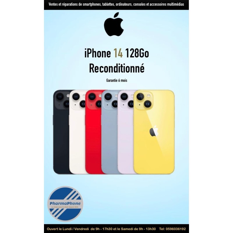 IPHONE 14 RECONDITIONNE GARANTIE 1 ANS CHEZ PHARMAPHONE.
