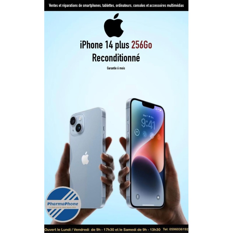 IPHONE 14 PLUS RECONDITIONNE GARANTIE 1 ANS CHEZ PHARMAPHONE.