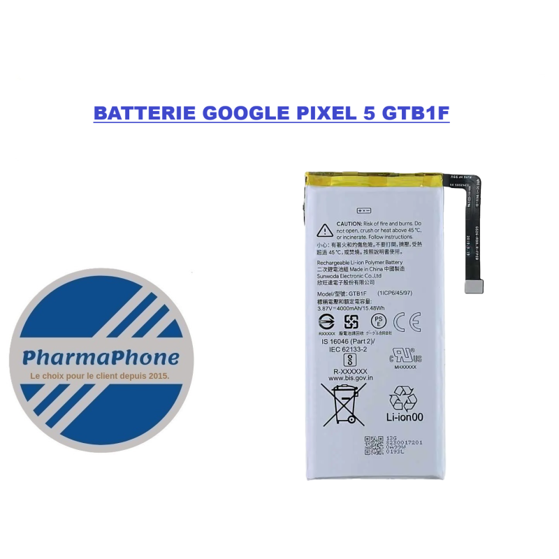 ACHETER BATTERIE GOOGLE PIXEL 5 GTB1F  MARTINIQUE GUADELOUPE GUYANE