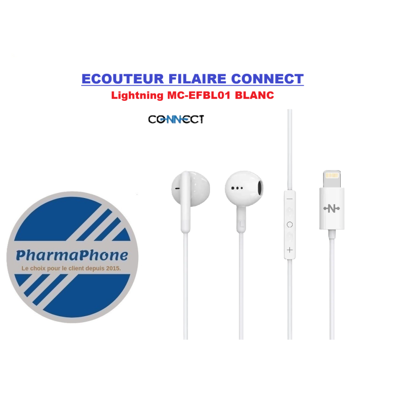 ACHETER  ECOUTEUR FILAIRE Lightning CONNECT MC-EFBL01 BLANC    AUBAINE ANTILLES  MARTINIQUE GUADELOUPE GUYANE