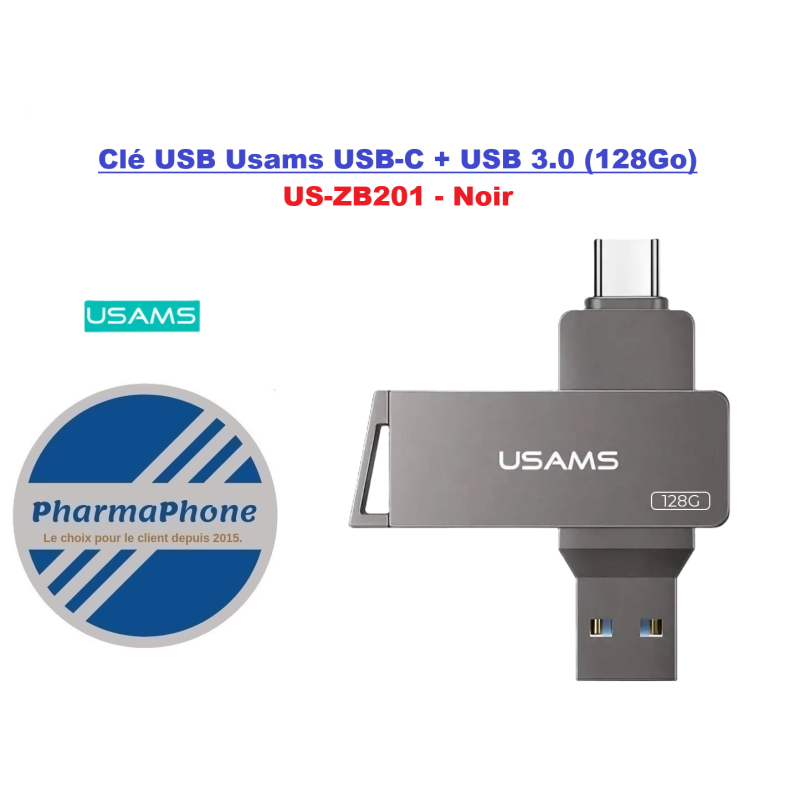 Acheter ou commander Clé USB USAMS USB-C + USB 3.0 (128Go) - US-ZB20 en martinique guadeloupe guyane