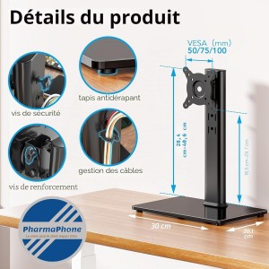 AX WABER  Support Ecran sur pied PC Universelle - 13" à 32"  - AX05TB01