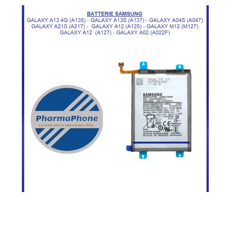 BATTERIE SAMSUNG GALAXY A13 4G (A135) - GALAXY A13S (A137) - GALAXY A04S (A047) BATTERIE SAMSUNG GALAXY A13 4G (A135) - GALAXY A13S (A137) - GALAXY A04S (A047)