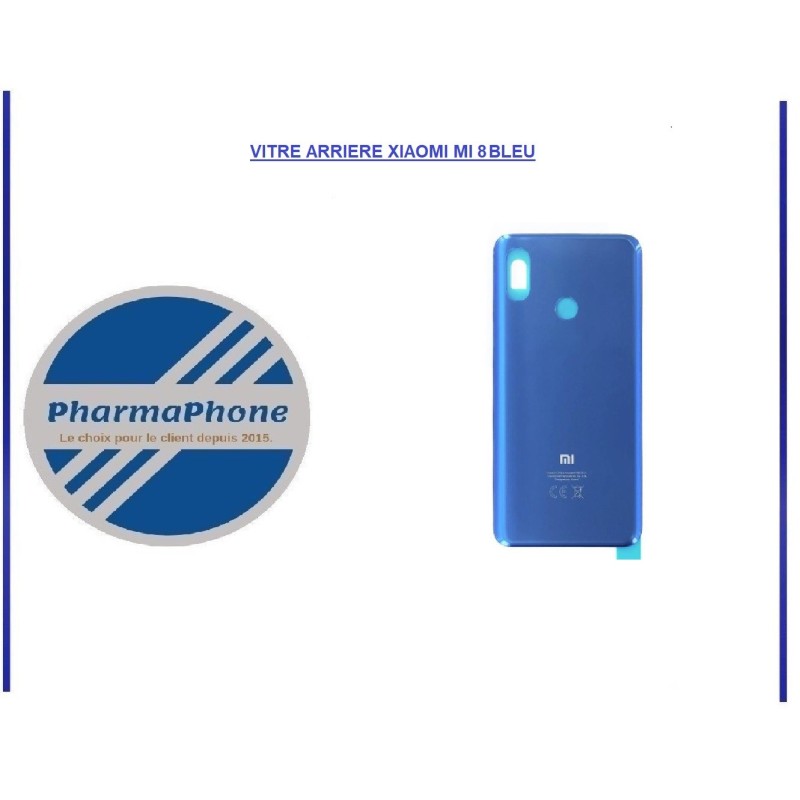 VITRE ARRIERE XIAOMI MI 8 BLEU VITRE ARRIERE XIAOMI MI 8 BLEU