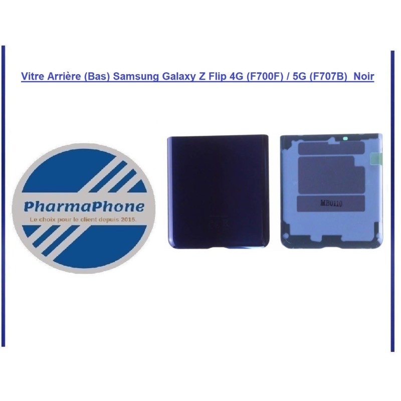 Vitre Arrière (Bas) Samsung Galaxy Z Flip 4G (F700F) / 5G (F707B)  Noir