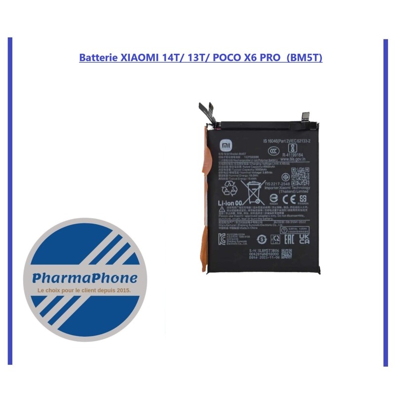 Batterie XIAOMI 14T/ 13T/ POCO X6 PRO  (BM5T) -  EMPLACEMENT:
