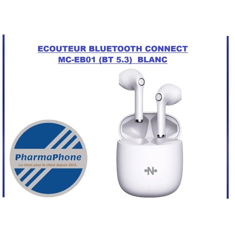 ECOUTEUR BLUETOOTH CONNECT MC-EB01 (BT 5.3)  BLANC  EMPLACEMENT: Z2 - B100 - E08