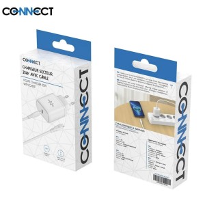 Chargeur Secteur Type-C 25 WATT 3.0A CONNECT MC-CBC25W3  BLANC - EMPLACEMENT: Z02- B100 - E03