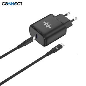 Chargeur Secteur AVEC CÂBLE  Type-C 25 WATT  CONNECT MC-CBC25W3  NOIR - EMPLACEMENT: Z02- B100 - E03