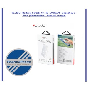 YESIDO - Batterie Portatif 18,5W - 5000mAh  Magnétique - YP29 (UNIQUEMENT Wireless charge) - EMPLACEMENT: Z02 - B80 - E10