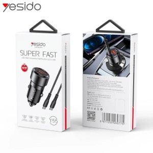 YESIDO - CHARGEUR ALLUME CIGARE 30WATT 3.0 (USB-C  + USB-A) AVEC CABLE TYPE-C - EMPLACEMENT: Z02 - B40 - E05