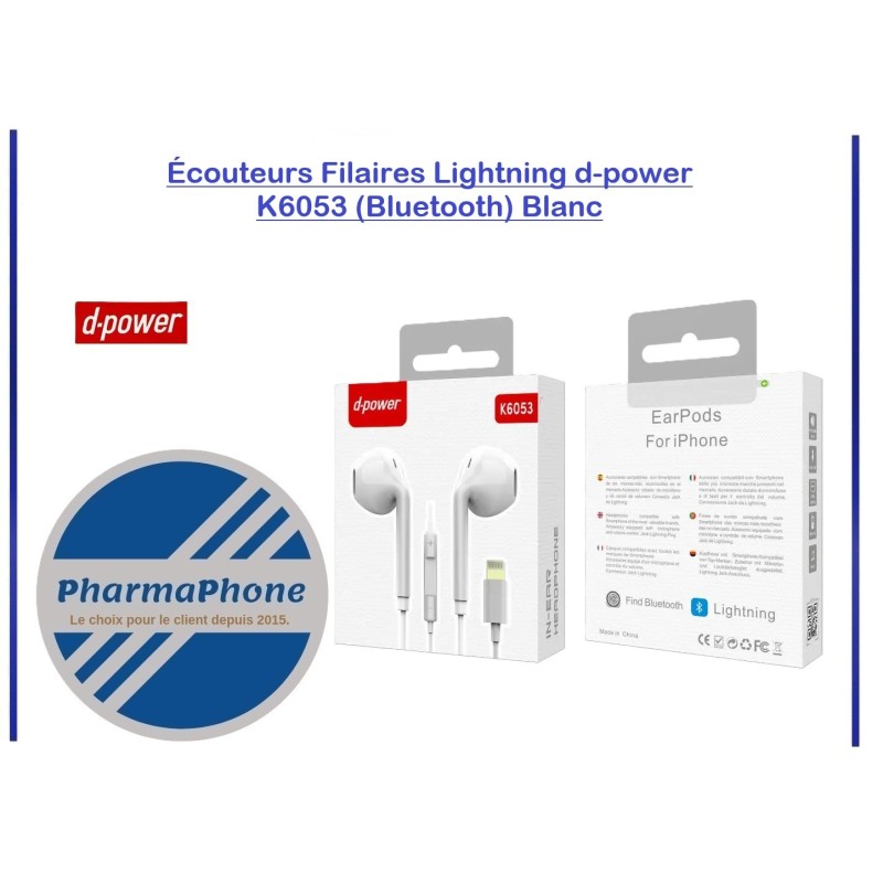 ECOUTEUR FILAIRE LIGHTNING-  D-POWER  K6053 Blanc EMPLACEMENT: Z2 - B100 - E07 ECOUTEUR FILAIRE LIGHTNING-  D-POWER  K6053 Blanc EMPLACEMENT: Z2 - B100 - E07