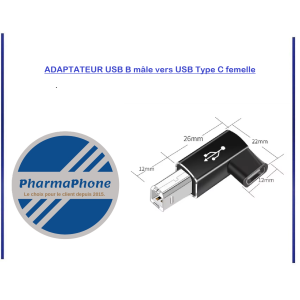 ADAPTATEUR USB B mâle vers USB Type C femelle  - DISPONIBLE MARTINQUE