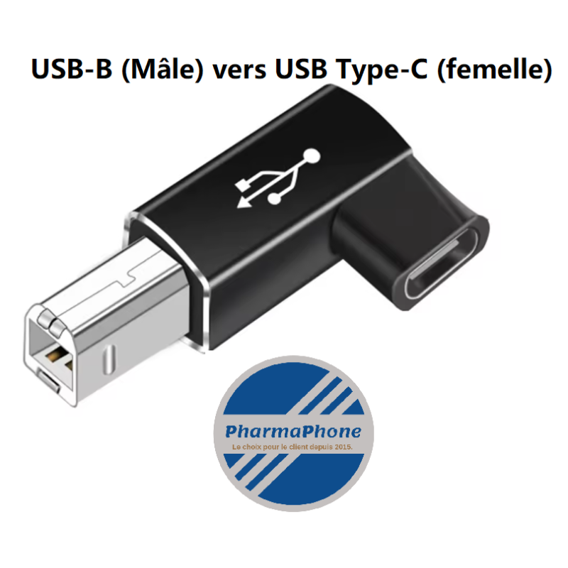 ADAPTATEUR USB B mâle vers USB Type C femelle  - DISPONIBLE MARTINQUE