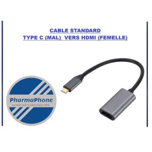 CABLE STANDARD TYPE C (MAL)  VERS HDMI (FEMELLE)   - DISPONIBLE MARTINQUE