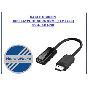 CABLE UGREEN  DISPLAYPORT VERS HDMI (FEMELLE) 30 Hz 4K HDR  - DISPONIBLE MARTINQUE