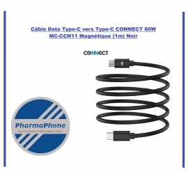 Câble Data Type-C vers Type-C CONNECT 60W MC-CCN11 Magnétique (1m) Noir - EMPLACEMENT: Z02 - B100 - E06