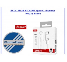 ECOUTEUR FILAIRE Type-C  d-power K6035 Blanc EMPLACEMENT: Z2 - B200 - E04