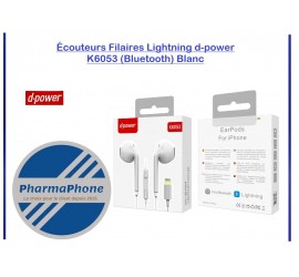 ECOUTEUR FILAIRE LIGHTNING-  D-POWER  K6053 Blanc EMPLACEMENT: Z2 - B100 - E07